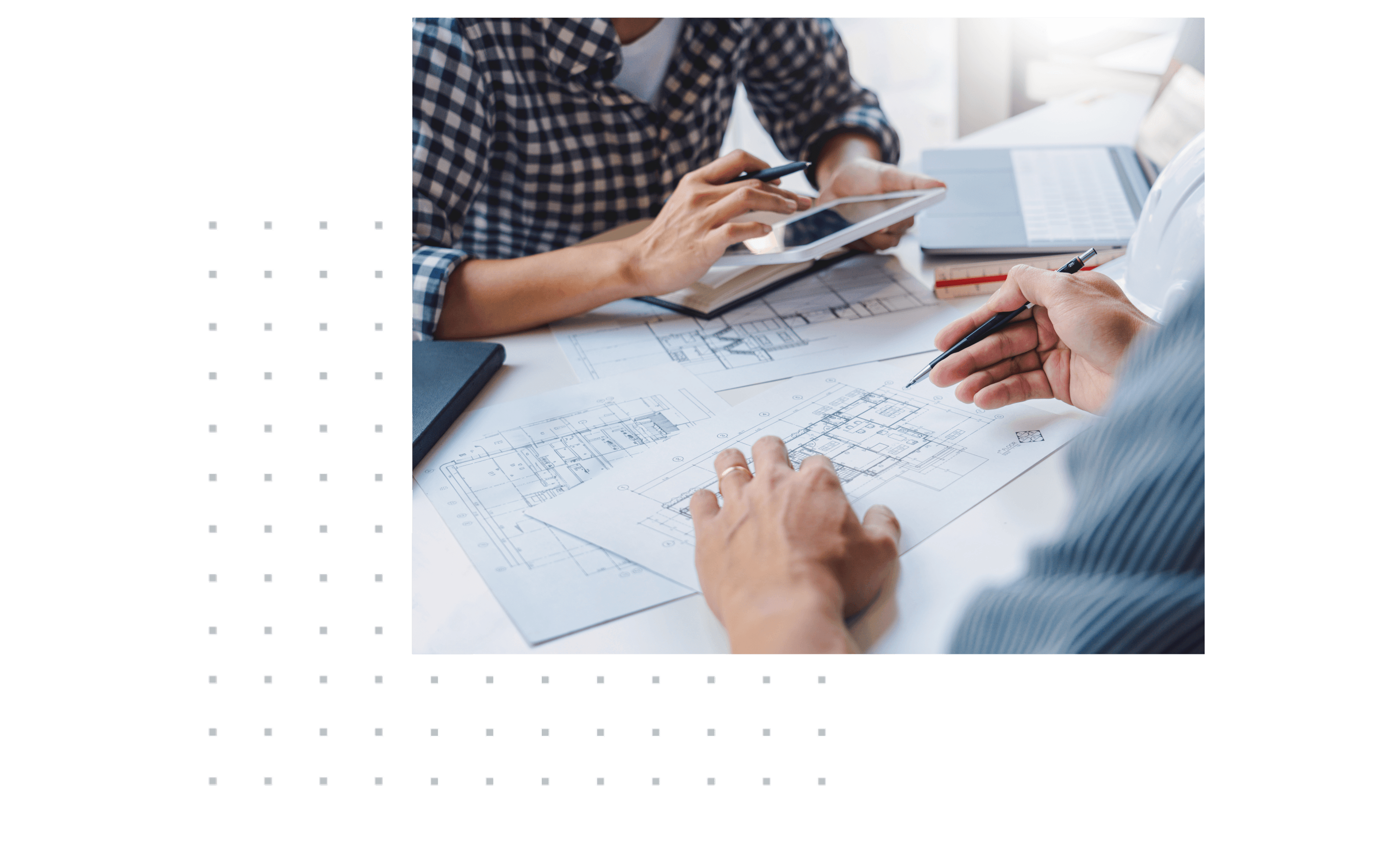 Two people collaborating to implement smart tech